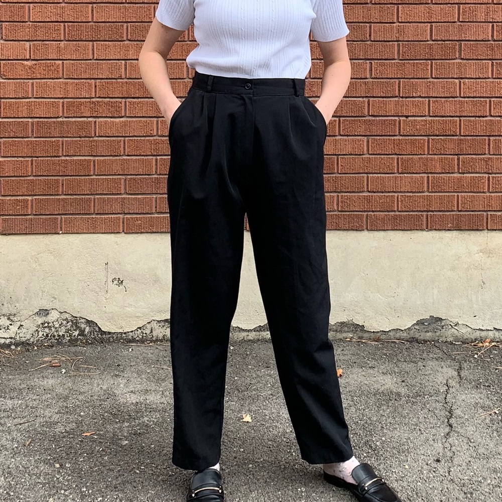 Black high-waisted dress pants